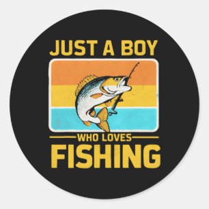 Sticker Rond Juste un garçon qui aime la pêche drôle B Fish Fis