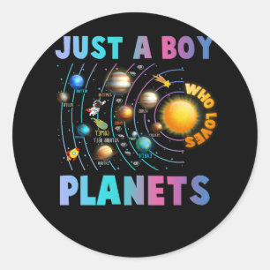 Sticker Rond Juste un garçon qui aime les planètes Système Sola