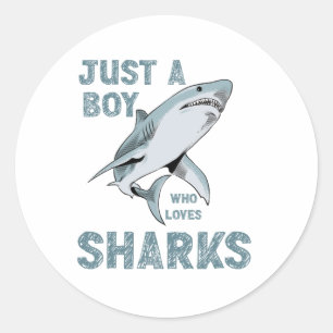 Sticker Rond Juste un garçon qui aime Sharks Shark Lover