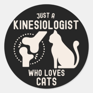 Sticker Rond Juste un Kinesiologiste qui aime les chats