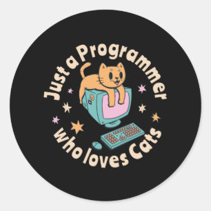 Sticker Rond Juste un programmeur qui aime les chats