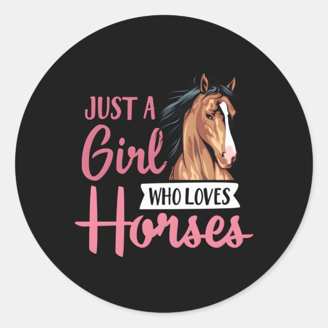 Sticker Rond Juste Un Qui Aime Les Chevaux Cheval Équitation Co (Devant)