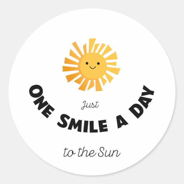 Sticker Rond Juste un sourire par jour au soleil (Devant)