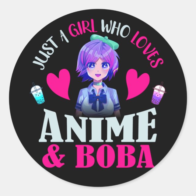 Sticker Rond Juste une fille qui aime Anime et Boba (Devant)