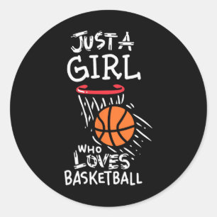 Sticker Rond Juste une fille qui aime jouer au basket-ball