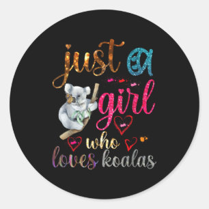 Sticker Rond Juste une fille qui aime Koala Bear Papa Maman Gar