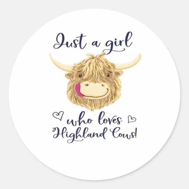 Sticker Rond Juste Une Fille Qui Aime La Classe Des Vaches Écos (Devant)