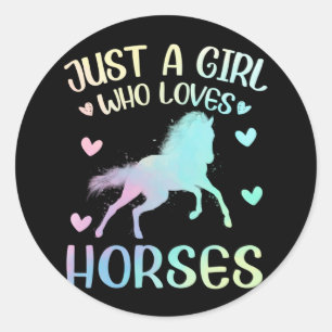 Sticker Rond Juste Une Fille Qui Aime Le Cheval