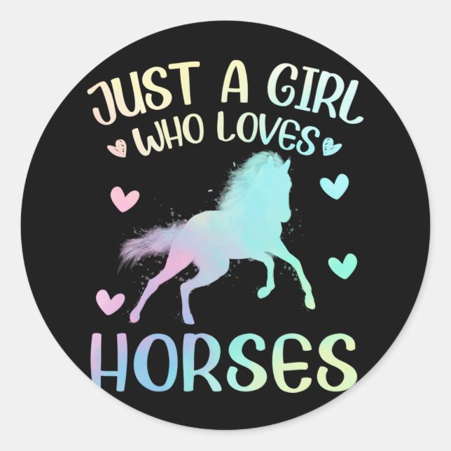 Sticker Rond Juste Une Fille Qui Aime Le Cheval (Devant)