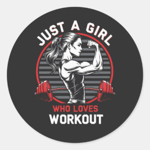Sticker Rond Juste une fille qui aime l'entraînement T-shirt gy