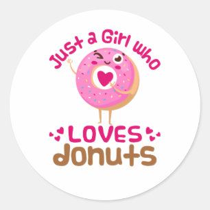 Sticker Rond Juste une fille qui aime les beignets de beignets