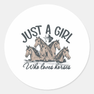 Sticker Rond Juste une fille qui aime les chevaux