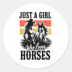 Sticker Rond Juste une fille qui aime les chevaux (3)