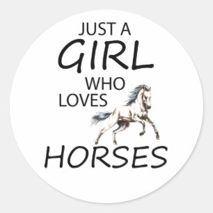 Sticker Rond Juste Une Fille Qui Aime Les Chevaux À Cheval À Ri