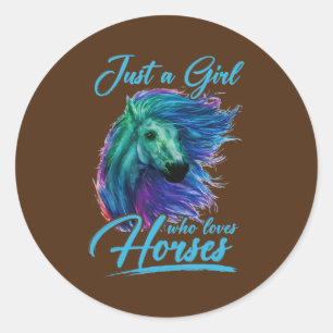 Sticker Rond Juste Une Fille Qui Aime Les Chevaux À Cheval Mign