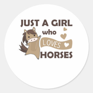 Sticker Rond Juste Une Fille Qui Aime Les Chevaux. Coeur du che
