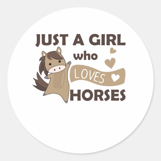 Sticker Rond Juste Une Fille Qui Aime Les Chevaux. Coeur du che (Devant)