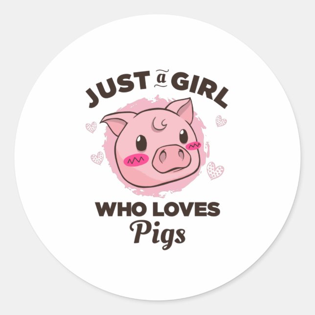 Sticker Rond Juste une fille qui aime les cochons (Devant)