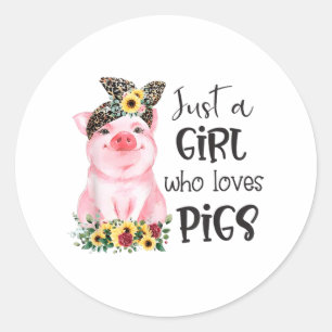 Sticker Rond Juste Une Fille Qui Aime Les Cochons Tournesol Jol