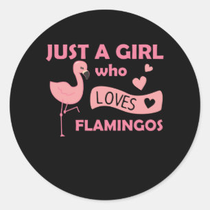 Sticker Rond Juste une fille qui aime les Flamants roses mignon