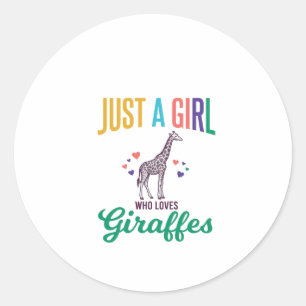 Sticker Rond Juste une fille qui aime les girafes vintage vecte