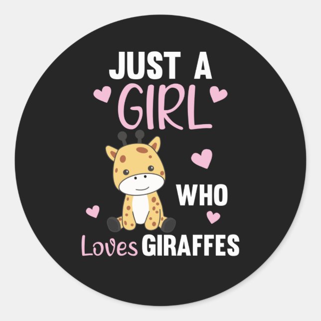 Sticker Rond Juste Une Fille Qui Aime Les Giraffes - Mignonne G (Devant)