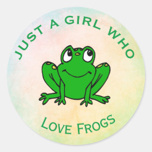 Sticker Rond Juste une fille qui aime les grenouilles