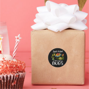 Sticker Rond Juste une fille qui aime les insectes
