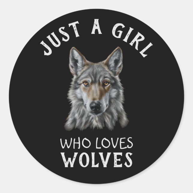 Sticker Rond Juste une fille qui aime les loups (Devant)