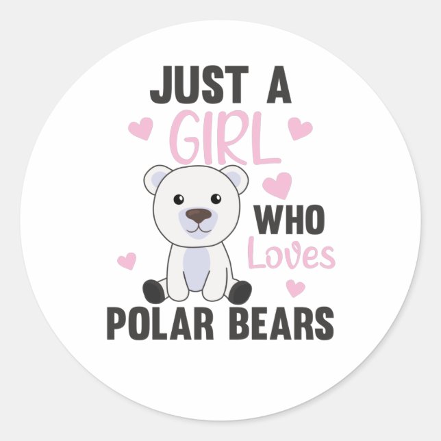 Sticker Rond Juste Une Fille Qui Aime Les Ours Polaires - Migno (Devant)