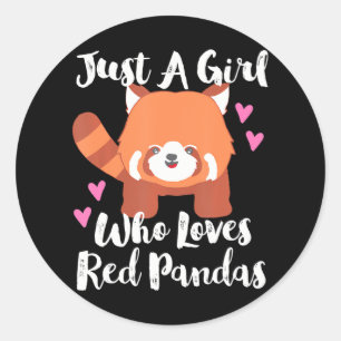 Sticker Rond Juste une fille qui aime les pandas rouges avec le