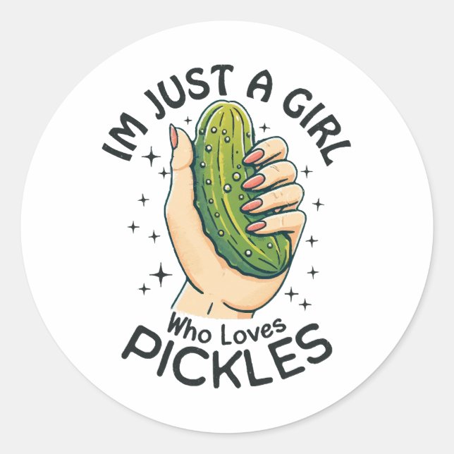 Sticker Rond Juste Une Fille Qui Aime Les Pickles - Végétan Drô (Devant)