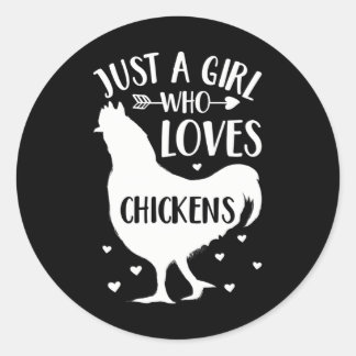 Sticker Rond Juste une fille qui aime les poulets Chicken Farme