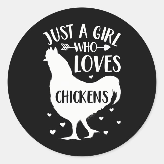 Sticker Rond Juste une fille qui aime les poulets Chicken Farme (Devant)
