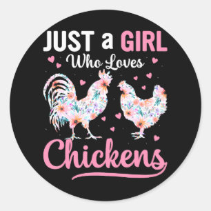 Sticker Rond Juste une fille qui aime les poulets mignons poule