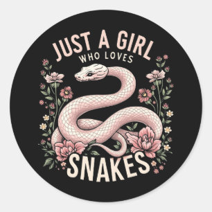 Sticker Rond Juste une fille qui aime les serpents