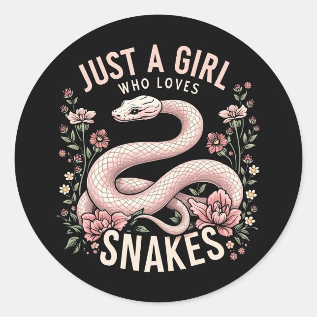 Sticker Rond Juste une fille qui aime les serpents (Devant)