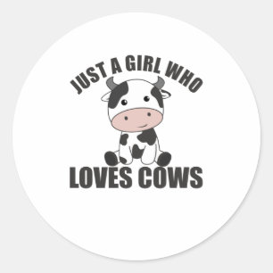 Sticker Rond Juste Une Fille Qui Aime Les Vaches Cute Cow Farm