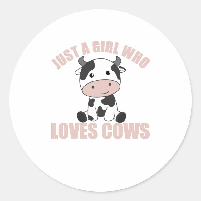 Sticker Rond Juste Une Fille Qui Aime Les Vaches Cute Cow Farm (Devant)