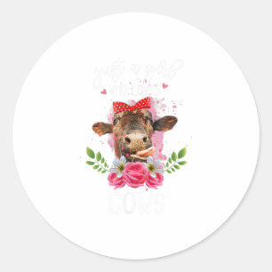 Sticker Rond Juste une fille qui aime les vaches éleveur