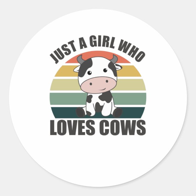 Sticker Rond Juste une fille qui aime les vaches ferme la vache (Devant)