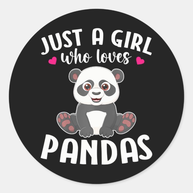 Sticker Rond Juste Une Fille Qui Aime Pandas Panda Mignonne (Devant)