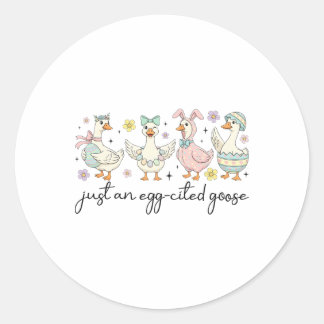 Sticker Rond Juste une oie citée œuf Coquette Oie de Pâques mig