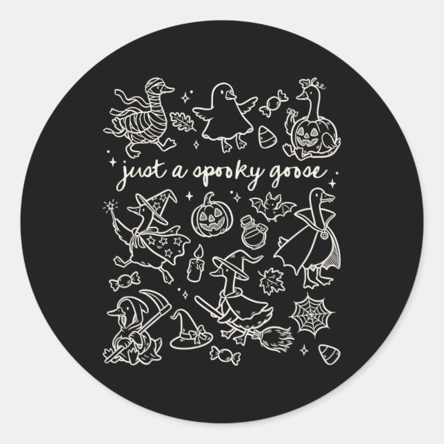 Sticker Rond Juste Une Oie Éffrayante Cute Silly Halloween Dood (Devant)