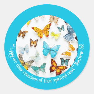 Sticker Rond JW 2026 Texte Année Papillons Colorés