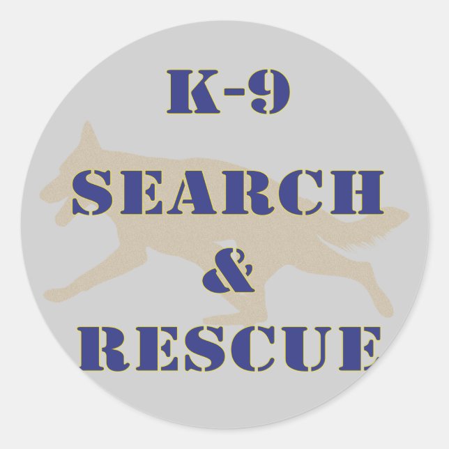 Sticker Rond K-9 Recherche et Secourt GSD (Devant)