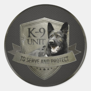 Sticker Rond K-9 unité GSD - chien de berger allemand de