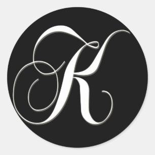 Sticker Rond K monogramme - élégant noir et blanc