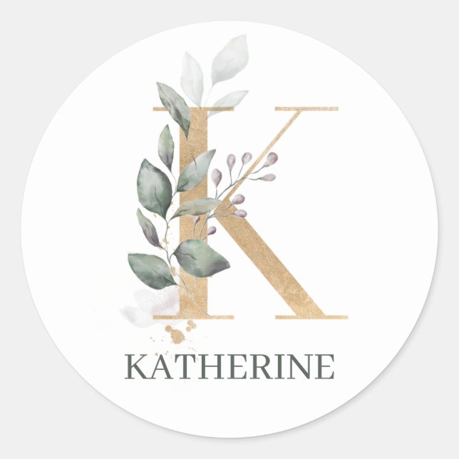 Sticker Rond K Monogramme Floral Planner Classic Rou (Devant)