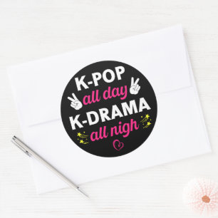 Sticker Rond K-Pop Toute La Journée K-Drama Toute La Nuit, Amou